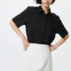 Blusa de mangas cortas de rayón para mujer | Lunares Blusa de mangas cortas de rayón para mujer | Lunares