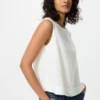 Blusa de mezcla de lino para mujer | Sin mangas