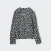Blusa de mujer estampada con cuello en V y camisas de manga larga Blusa de mujer estampada con cuello en V y camisas de manga larga
