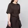Blusa de pantalones cortos oversize de satén para mujer | Mangas cortas Blusa de pantalones cortos oversize de satén para mujer | Mangas cortas