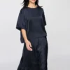 Blusa de pantalones cortos oversize de satén para mujer | Mangas cortas Blusa de pantalones cortos oversize de satén para mujer | Mangas cortas