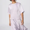 Blusa de pantalones cortos oversize de satén para mujer | Mangas cortas