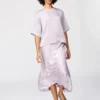 Blusa de pantalones cortos oversize de satén para mujer | Mangas cortas Blusa de pantalones cortos oversize de satén para mujer | Mangas cortas