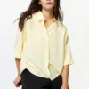 Blusa de rayón con cuello Skipper para mujer | Mangas 3/4