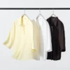 Blusa de rayón con cuello Skipper para mujer | Mangas 3/4