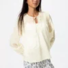 Blusa fruncida de algodón ligero para mujer Blusa fruncida de algodón ligero para mujer