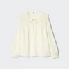 Blusa fruncida de algodón ligero para mujer Blusa fruncida de algodón ligero para mujer