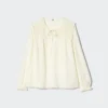 Blusa fruncida de algodón ligero para mujer Blusa fruncida de algodón ligero para mujer