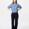Blusa holgada de seersucker para mujer | Cuadros vichy Blusa holgada de seersucker para mujer | Cuadros vichy