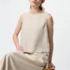 Blusa sin mangas de mezcla de lino para mujer