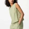 Blusa sin mangas de mezcla de lino para mujer