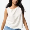 Blusa sin mangas de mezcla de lino para mujer