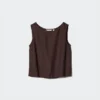 Blusa sin mangas de mezcla de lino para mujer Blusa sin mangas de mezcla de lino para mujer