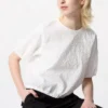 Blusa voluminosa de seersucker para mujer