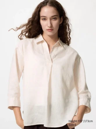 Camisa de Premium Linen con cuello marinero para mujer