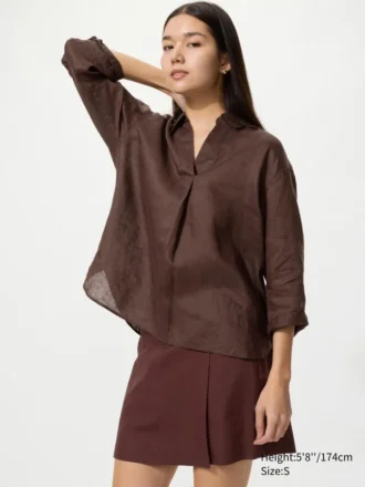 Camisa de Premium Linen con cuello marinero para mujer