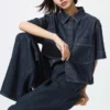 Camisas boxy de denim para mujer | Mangas cortas