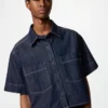 Camisas de denim de corte holgado para mujer | Mangas cortas Camisas de denim de corte holgado para mujer | Mangas cortas