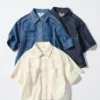Camisas de denim de corte holgado para mujer | Mangas cortas Camisas de denim de corte holgado para mujer | Mangas cortas