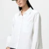 Camisas cortas de corte cuadrado Oxford para mujer Camisas cortas de corte cuadrado Oxford para mujer