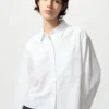 Camisas cortas de corte cuadrado Oxford para mujer Camisas cortas de corte cuadrado Oxford para mujer