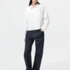 Camisas cortas de corte cuadrado Oxford para mujer Camisas cortas de corte cuadrado Oxford para mujer
