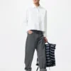 Camisas cortas de corte cuadrado Oxford para mujer Camisas cortas de corte cuadrado Oxford para mujer