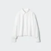 Camisas cortas de corte cuadrado Oxford para mujer Camisas cortas de corte cuadrado Oxford para mujer