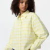 Camisas cortas de corte cuadrado Oxford para mujer | A cuadros