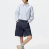 Camisas cortas de corte cuadrado Oxford para mujer | A cuadros Camisas cortas de corte cuadrado Oxford para mujer | A cuadros