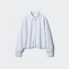Camisas cortas de corte cuadrado Oxford para mujer | A cuadros Camisas cortas de corte cuadrado Oxford para mujer | A cuadros