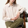 Camisas cortas de corte cuadrado Oxford para mujer | A rayas Camisas cortas de corte cuadrado Oxford para mujer | A rayas