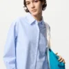 Camisas cortas de corte cuadrado Oxford para mujer | A rayas Camisas cortas de corte cuadrado Oxford para mujer | A rayas