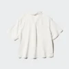 Camisas de mujer de mezcla de lino con cuello abierto | Mangas cortas Camisas de mujer de mezcla de lino con cuello abierto | Mangas cortas