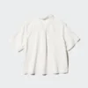 Camisas de mujer de mezcla de lino con cuello abierto | Mangas cortas