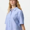 Camisas de mujer Oxford de corte cuadrado con pantalones cortos y mangas cortas | A rayas Camisas de mujer Oxford de corte cuadrado con pantalones cortos y mangas cortas | A rayas