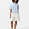 Camisas de mujer Oxford de corte cuadrado con pantalones cortos y mangas cortas | A rayas Camisas de mujer Oxford de corte cuadrado con pantalones cortos y mangas cortas | A rayas