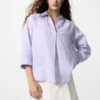 Camisas de mujer Premium Linen con cuello marinero y mangas 3/4 | A rayas