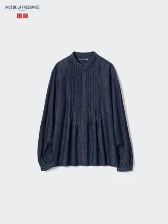 Camisas de pantalones cortos con pinzas de denim para mujer
