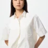 Camisas de pantalones cortos de nylon de corte recto para mujer | Mangas cortas