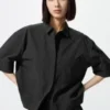 Camisas de pantalones cortos de nylon de corte recto para mujer | Mangas cortas Camisas de pantalones cortos de nylon de corte recto para mujer | Mangas cortas