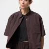 Camisas de pantalones cortos de nylon de corte recto para mujer | Mangas cortas