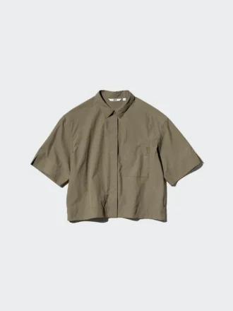 Camisas de pantalones cortos de nylon de corte recto para mujer | Mangas cortas