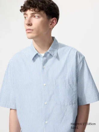 Camisas unisex de seersucker | Mangas cortas | A rayas