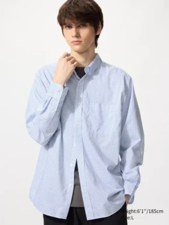 Camisas unisex de tela de sarga | Botones en el cuello | A cuadros