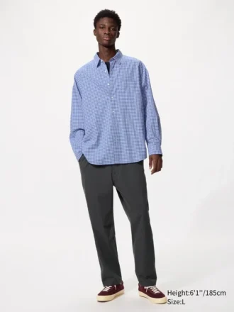 Camisas unisex de tela de sarga | Cuello regular | A cuadros