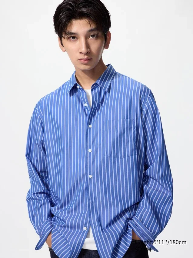 Camisas unisex de tela de sarga | Cuello regular | A rayas Camisas unisex de tela de sarga | Cuello regular | A rayas