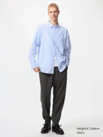Camisas unisex de tela de sarga | Cuello regular | A rayas
