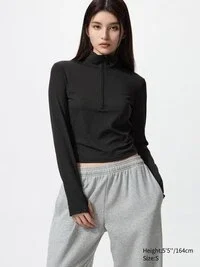 Camiseta AIRism Soft con media cremallera para mujer