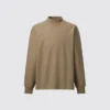Camiseta de manga larga con cuello alto de jersey cepillado para hombre